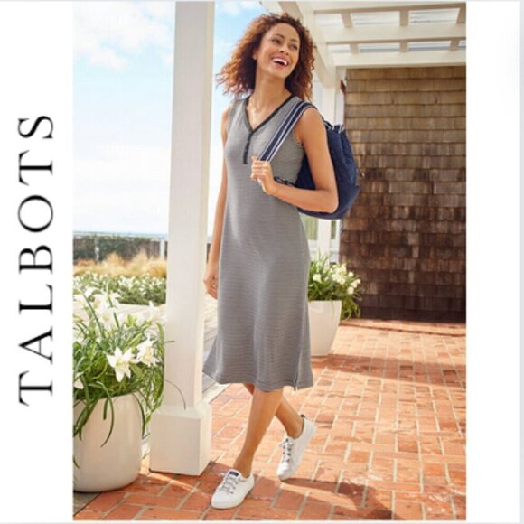 Talbots Stripe Sleeveless Henley Dress, PXL - Picture 12 of 12
